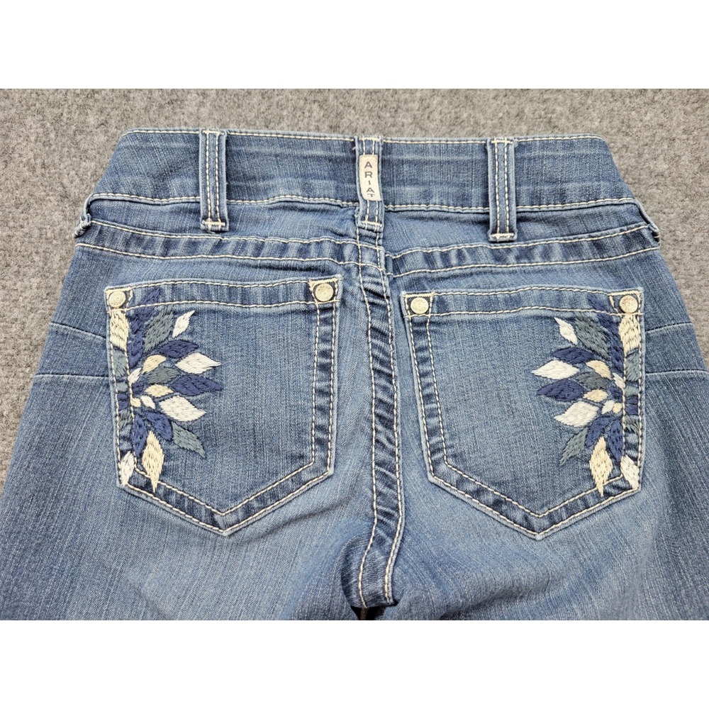 Ariat REAL Low Rise Bootcut Jeans 26L Mexico Flower Celestial Blue 10021893
